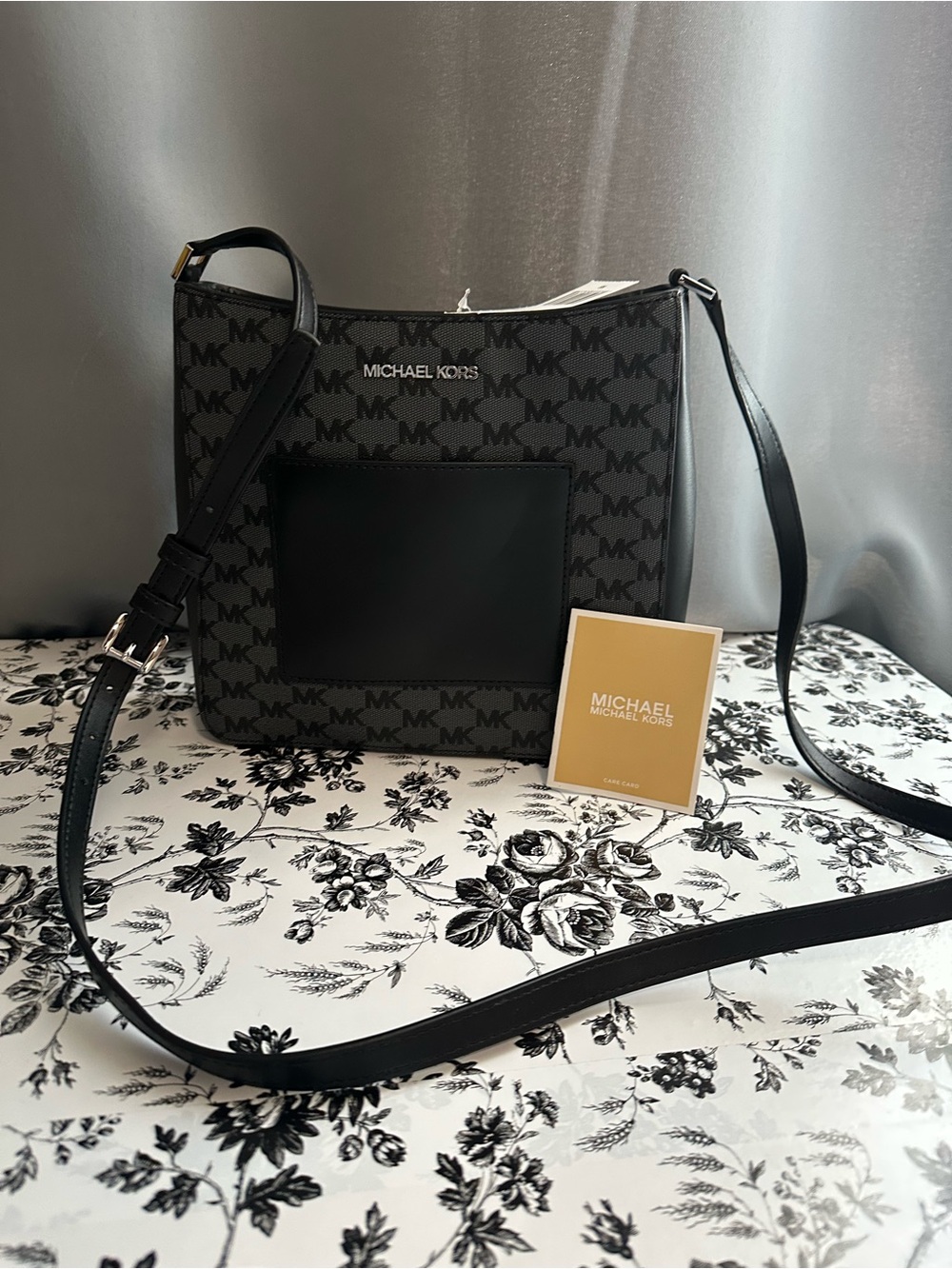 Michael Kors Black MK Logo Crossbody with Front Pocket